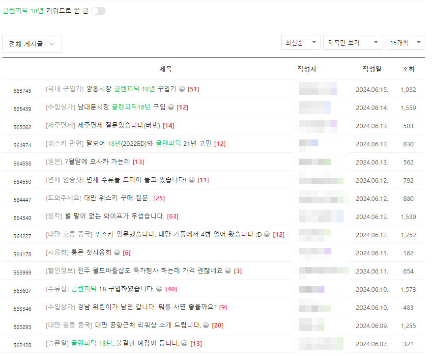 글렌피딕 18년 카페정보