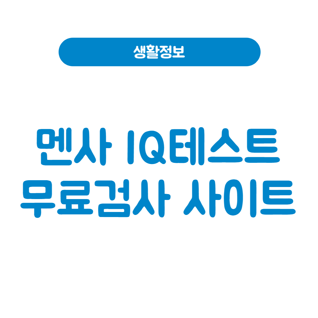 멘사 아이큐테스트 무료 검사 사이트