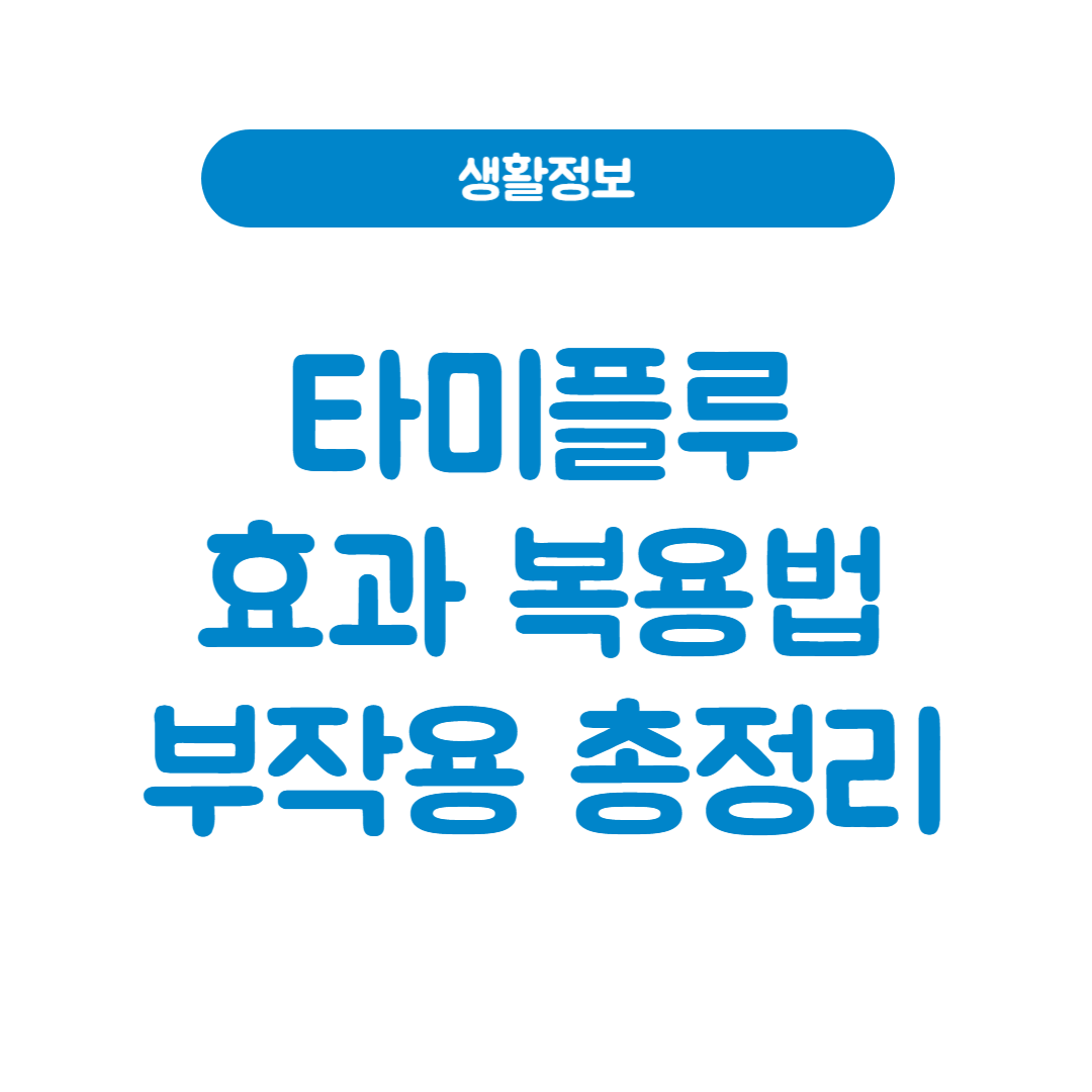 타미플루 복용법 효과 부작용까지 완벽 가이드