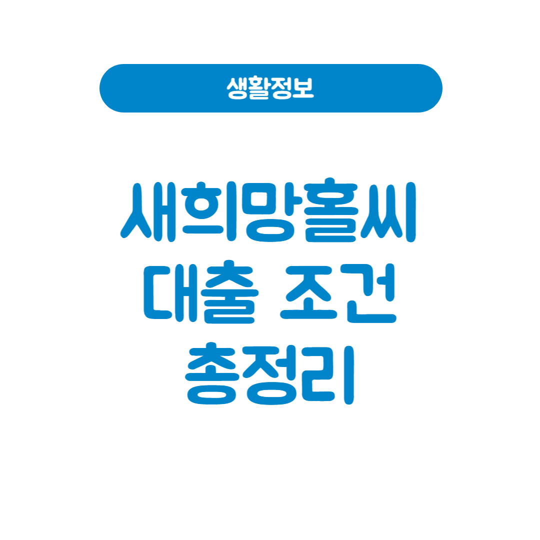 새희망홀씨 대출 총정리│조건 후기 승인 전략 은행별 바로가기