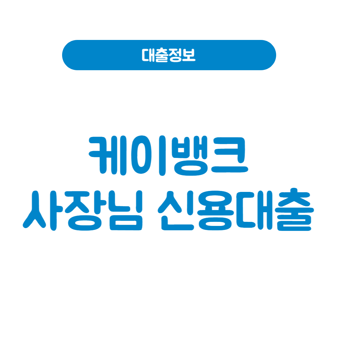케이뱅크 사장님 신용대출