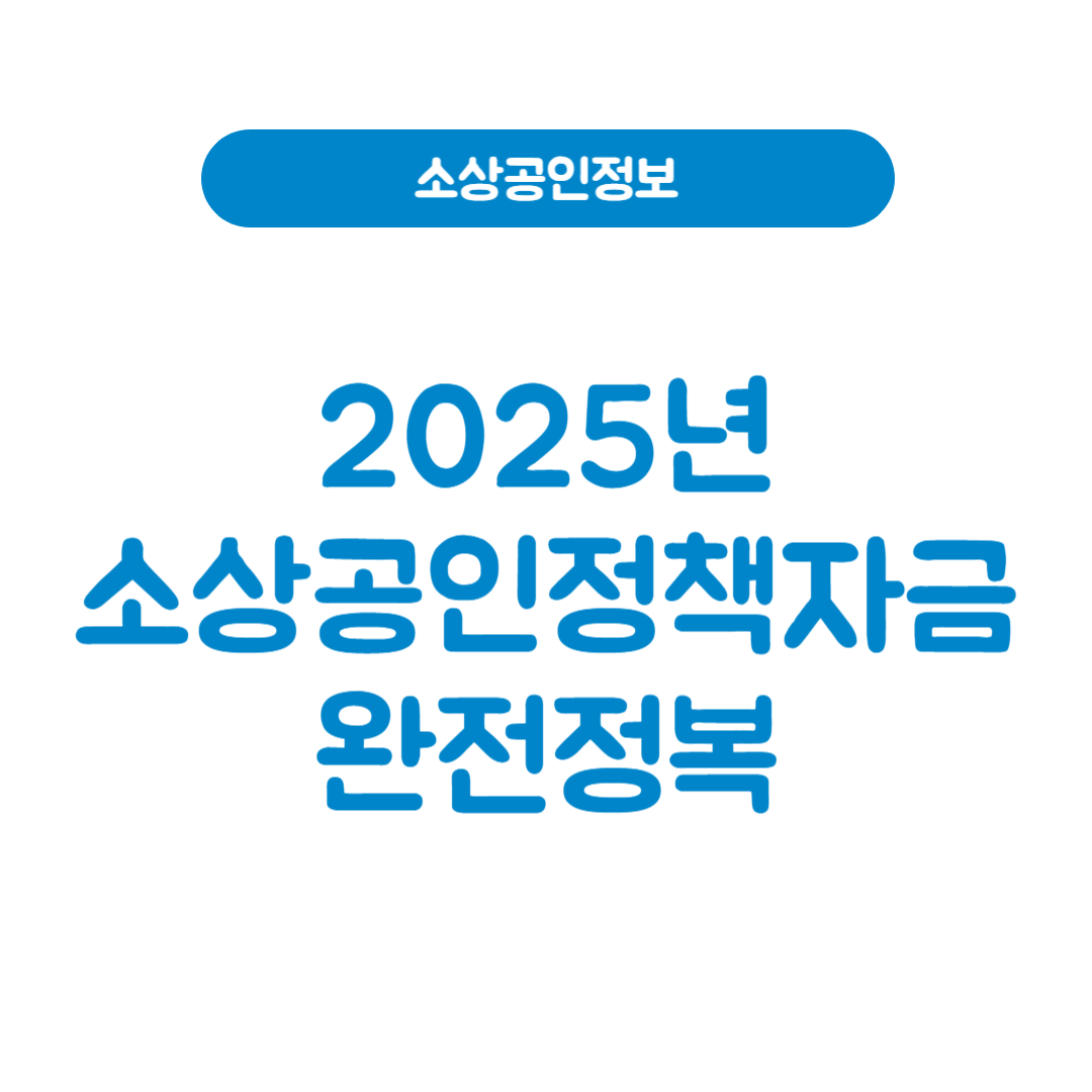2025년 소상공인정책자금대출 완전정복