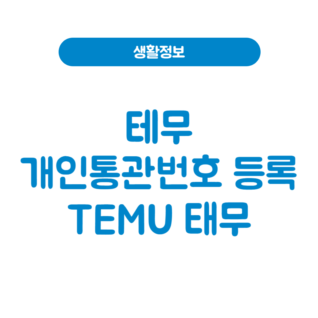 테무 개인통관고유부호 등록방법