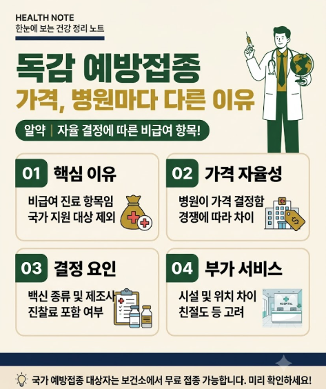 독감예방접종 가격차이 이유